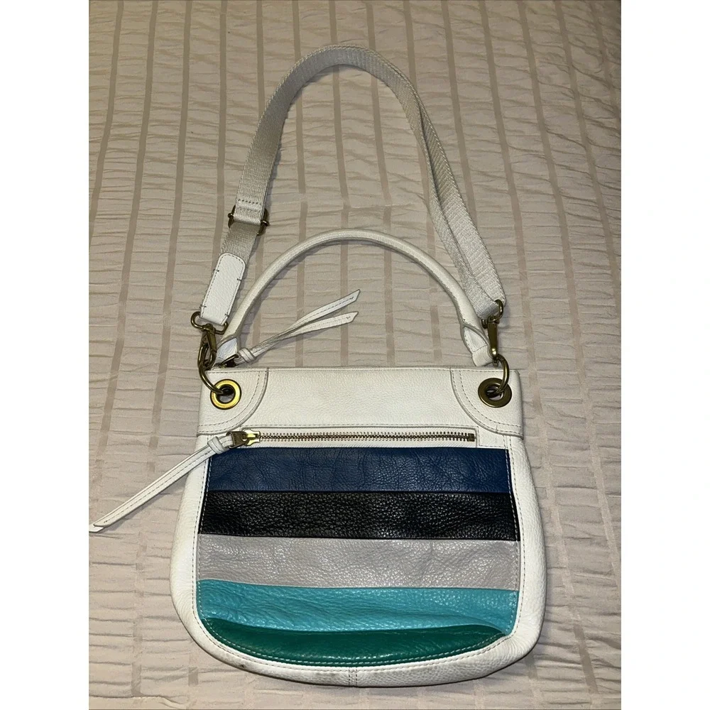 Fossil Karli Pebbled Leather Striped Hobo Shoulder Bag Needs Cleaned See All Pic
